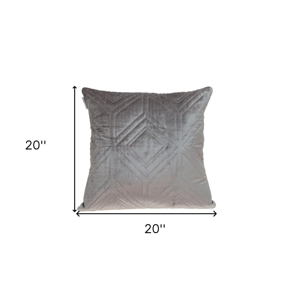 Taupe Quilted Diamonds Velvet Solid Color Throw Pillow — view 17