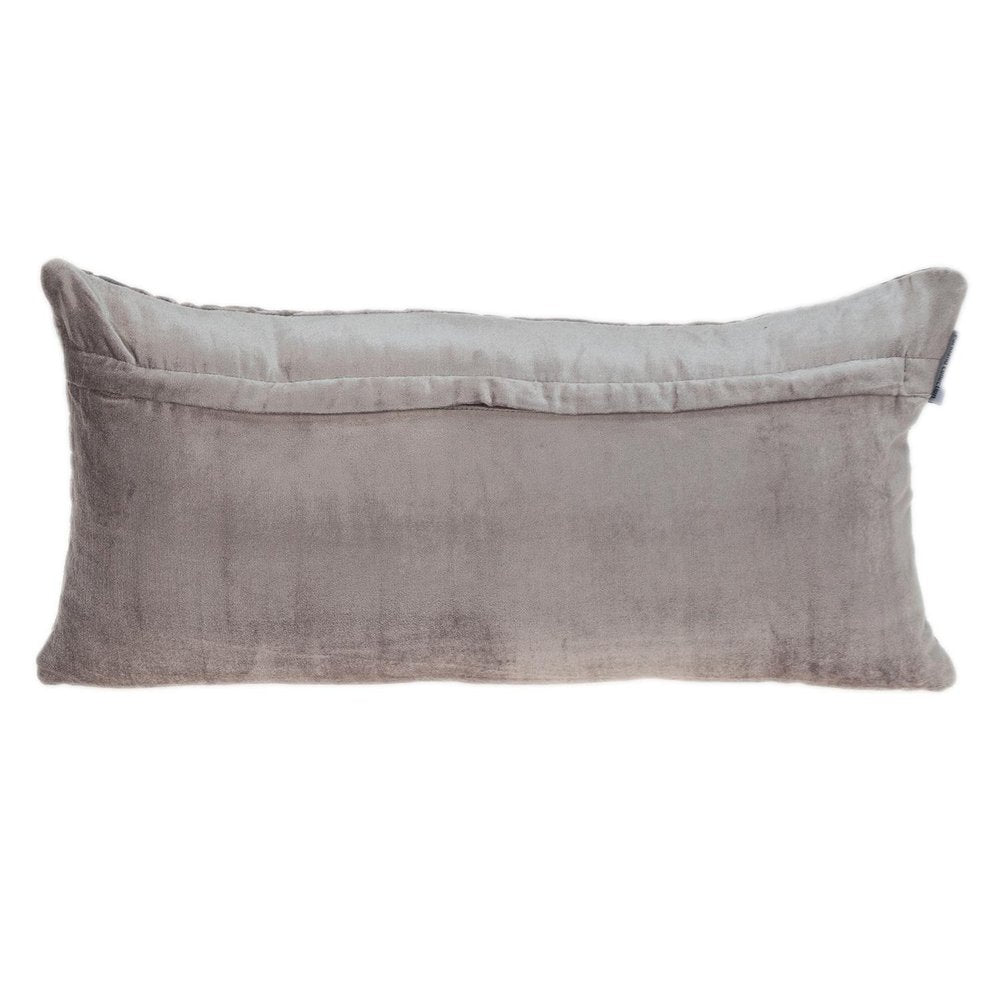 Taupe Quilted Diamonds Velvet Solid Color Lumbar Pillow — view 2