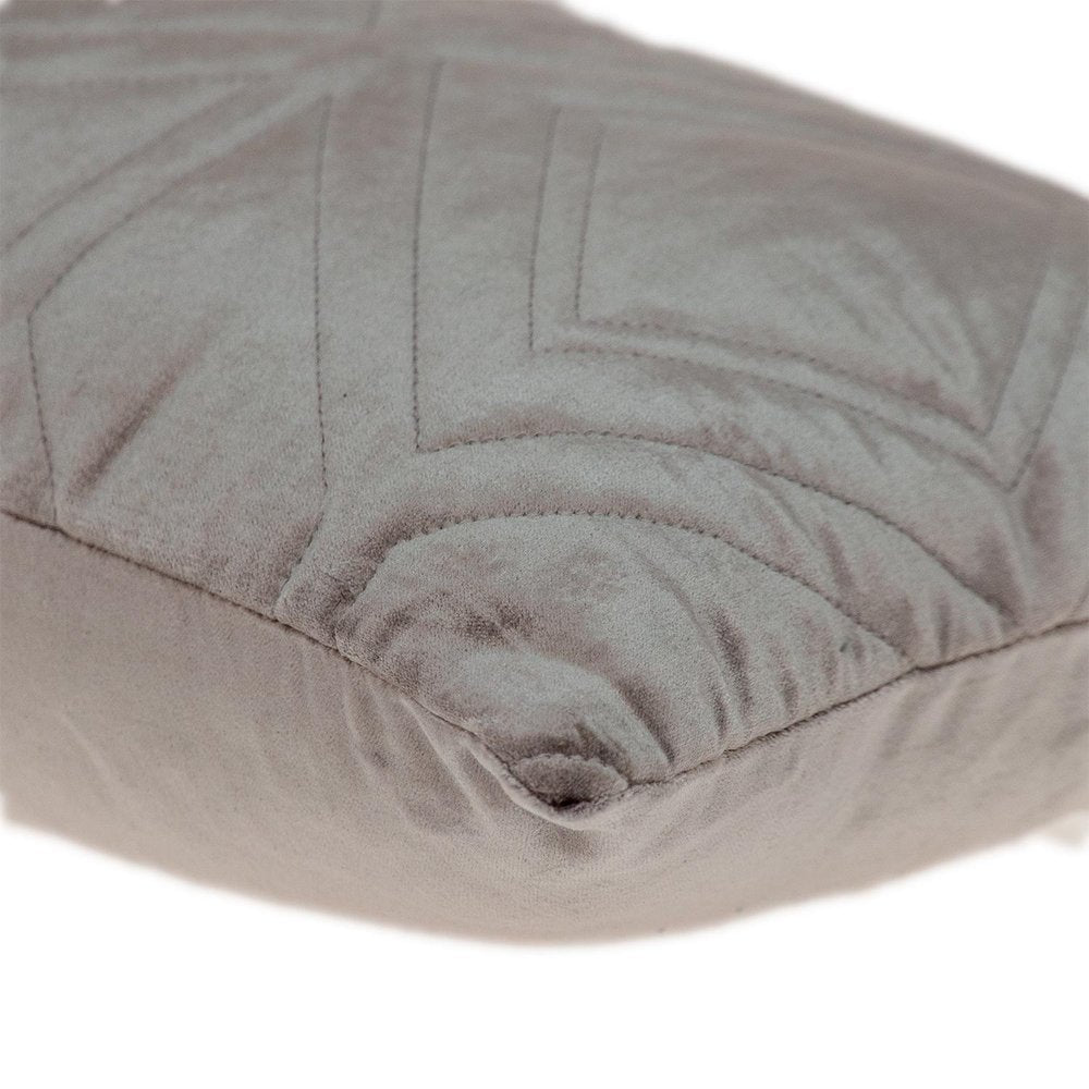 Taupe Quilted Diamonds Velvet Solid Color Lumbar Pillow — view 4