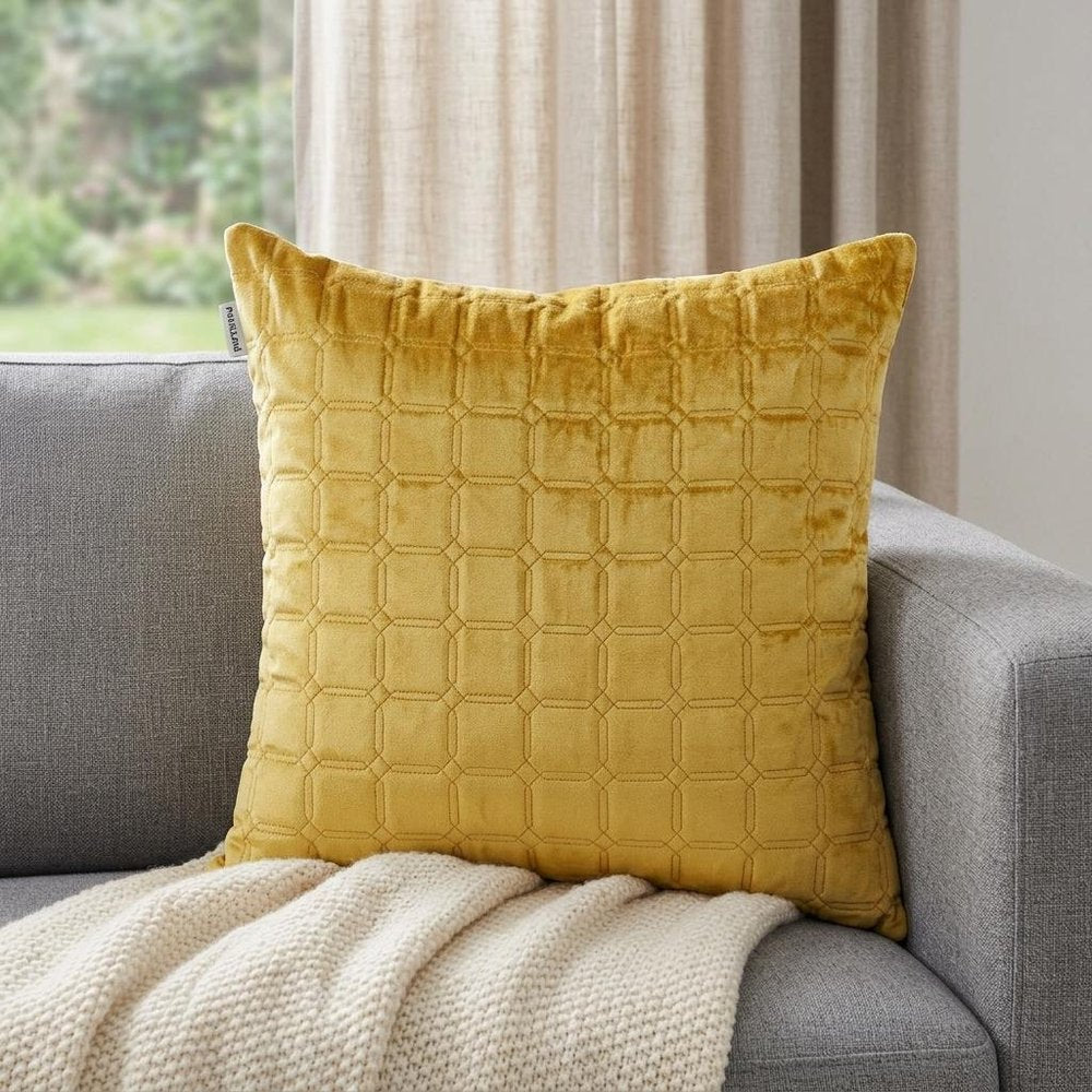 20" Yellow Cotton Blend Throw Pillow — view 5