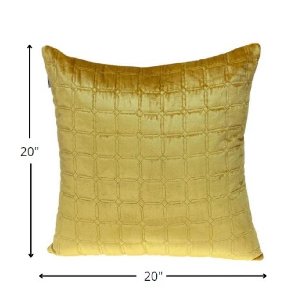 20" Yellow Cotton Blend Throw Pillow — view 2