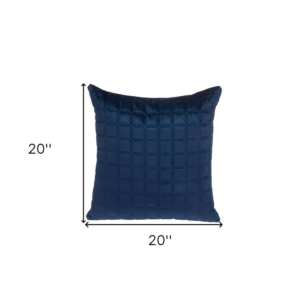 20" Navy Blue Cotton Blend Throw Pillow — view 6