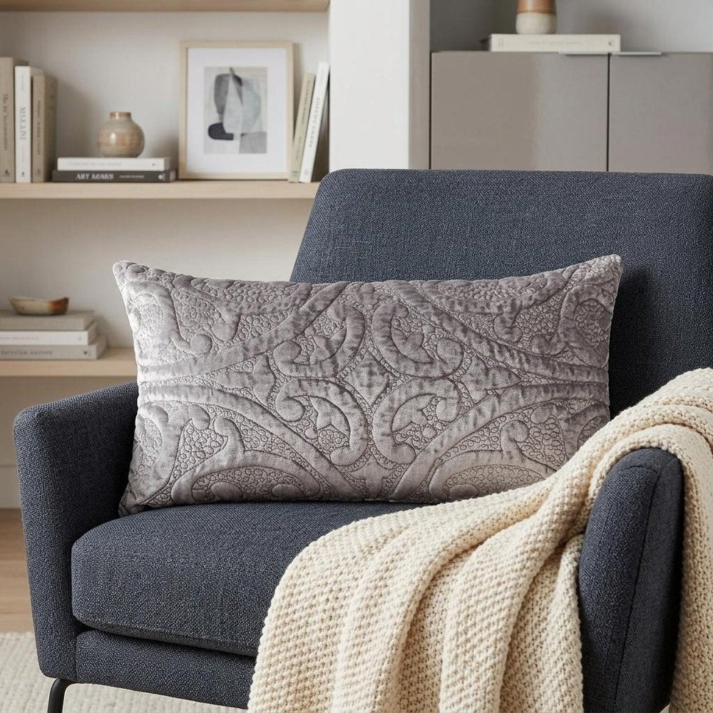 12" X 24" Taupe Cotton Blend Throw Pillow — view 5