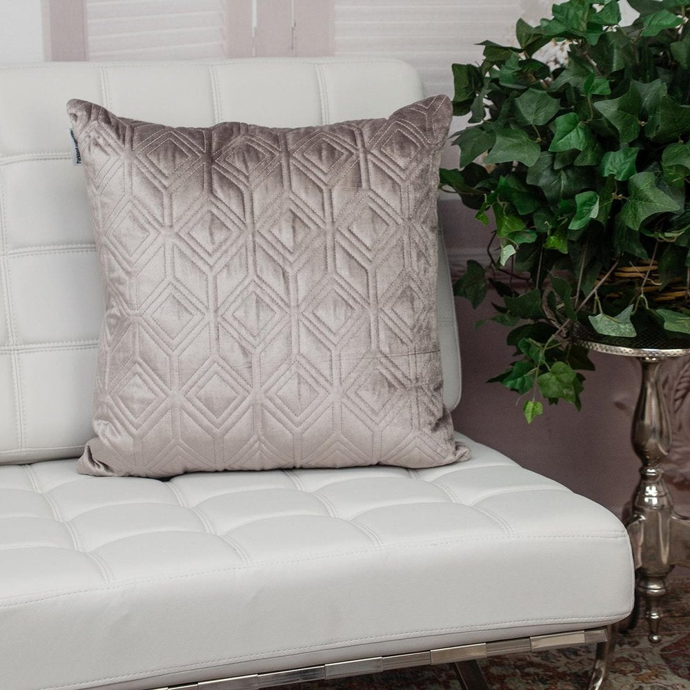 Tufted Diamonds Taupe Velvet Accent Pillow — view 6
