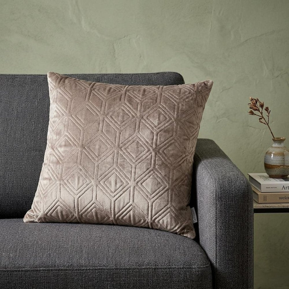 Tufted Diamonds Taupe Velvet Accent Pillow — view 8