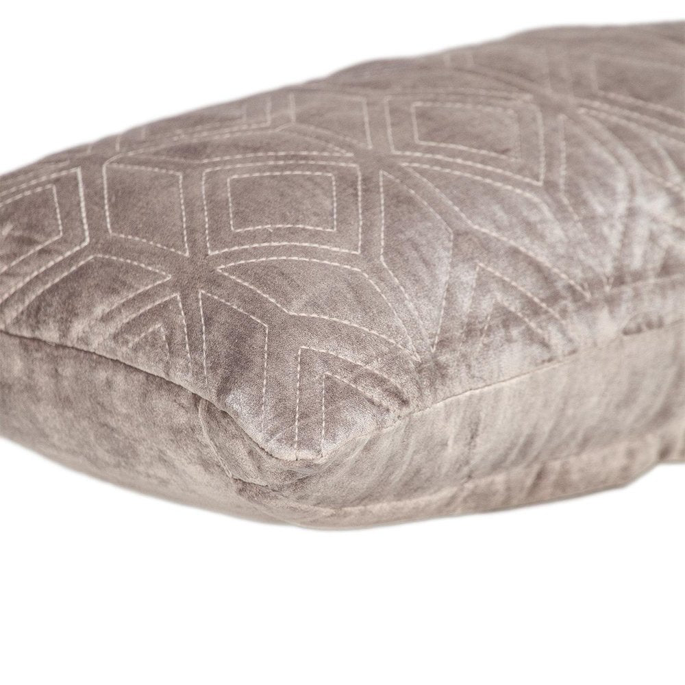 12" X 24" Taupe Lumbar Geometric Diamonds Cotton Blend Throw Pillow — view 4