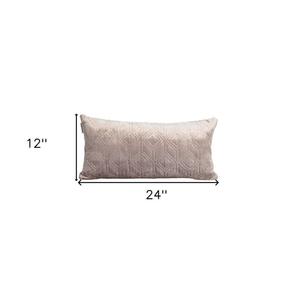 12" X 24" Taupe Lumbar Geometric Diamonds Cotton Blend Throw Pillow — view 6