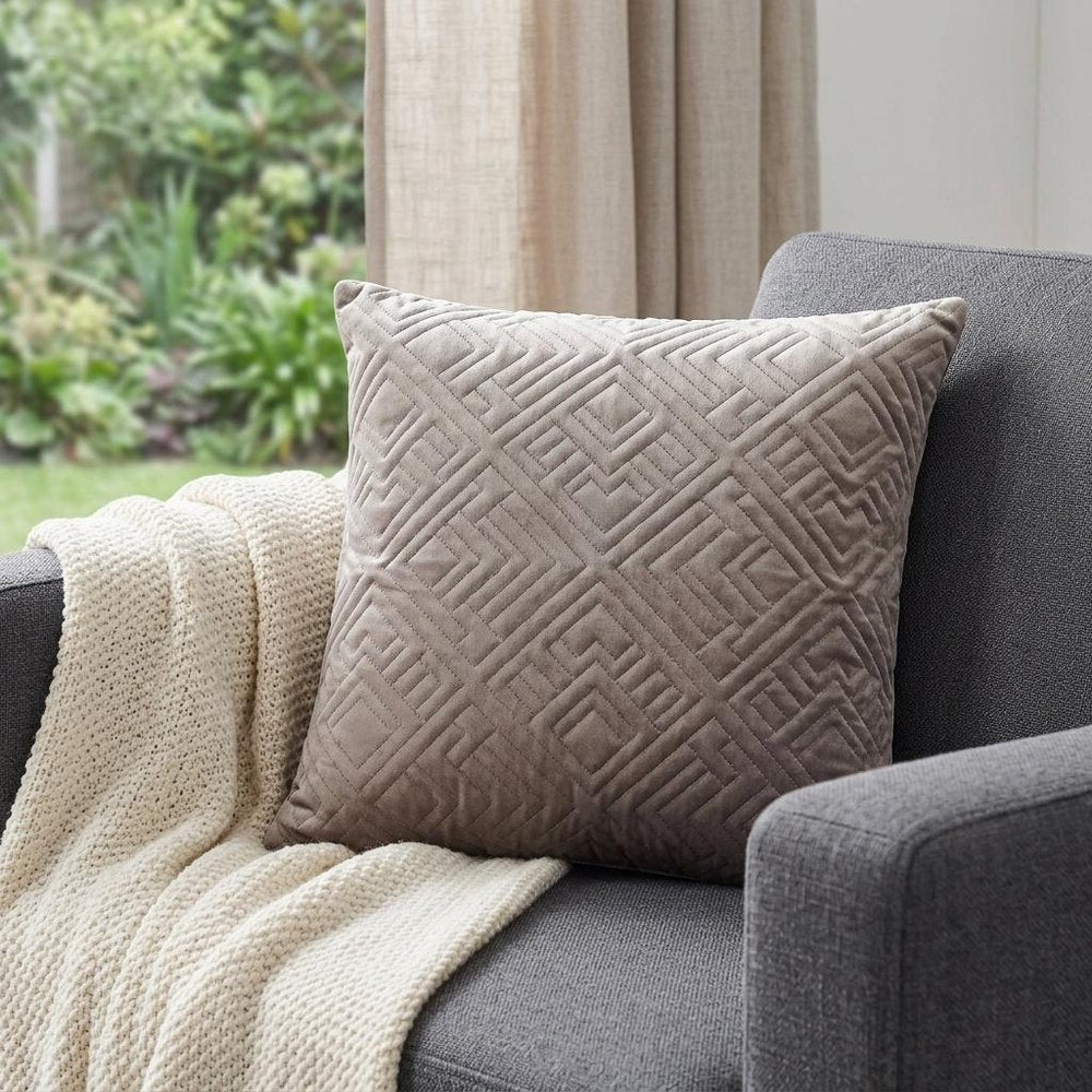 20" Taupe Cotton Blend Throw Pillow — view 5
