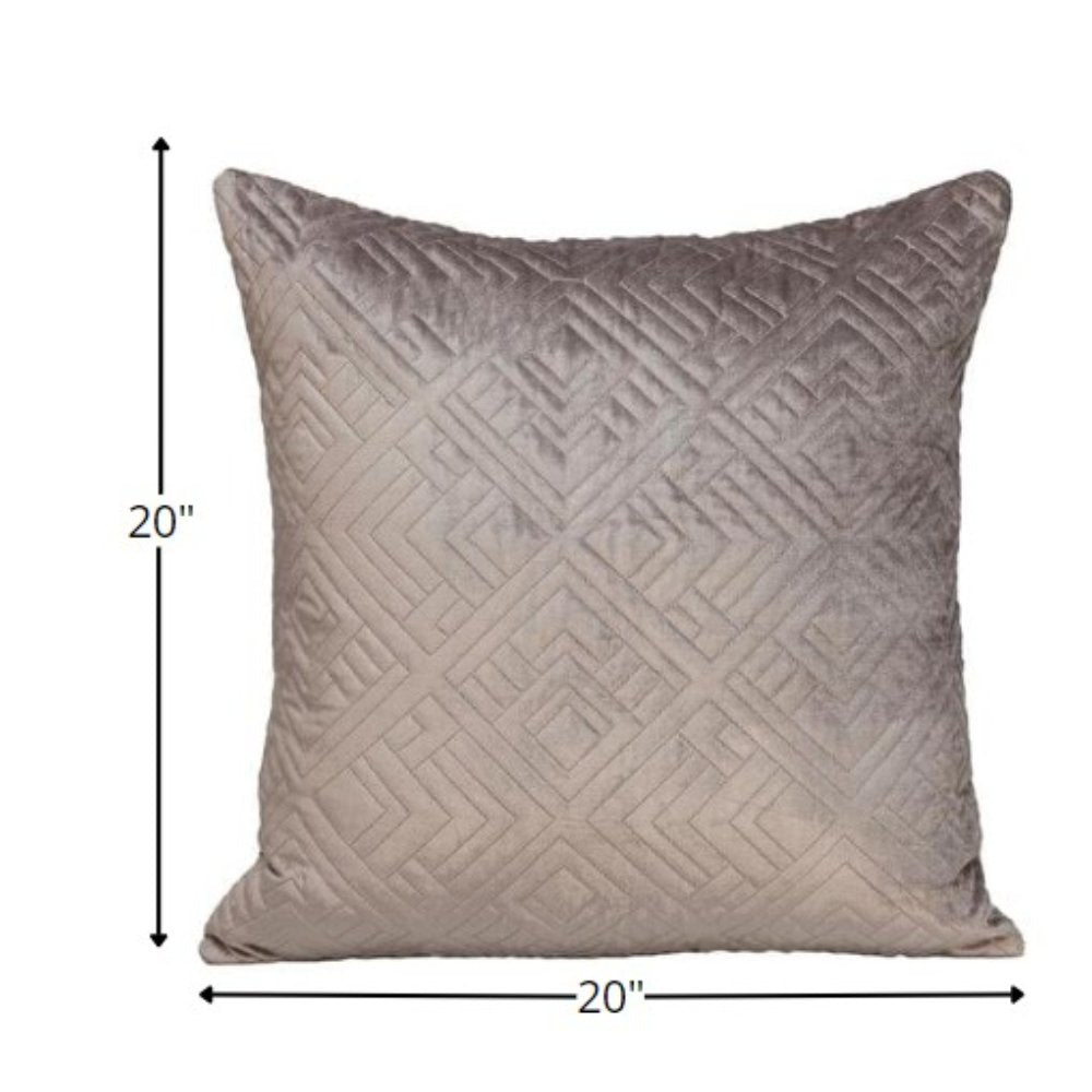 20" Taupe Cotton Blend Throw Pillow — view 4
