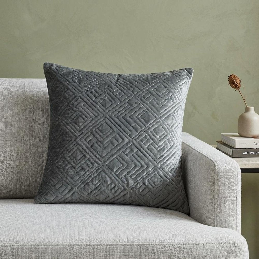20" Gray Cotton Blend Throw Pillow — view 4