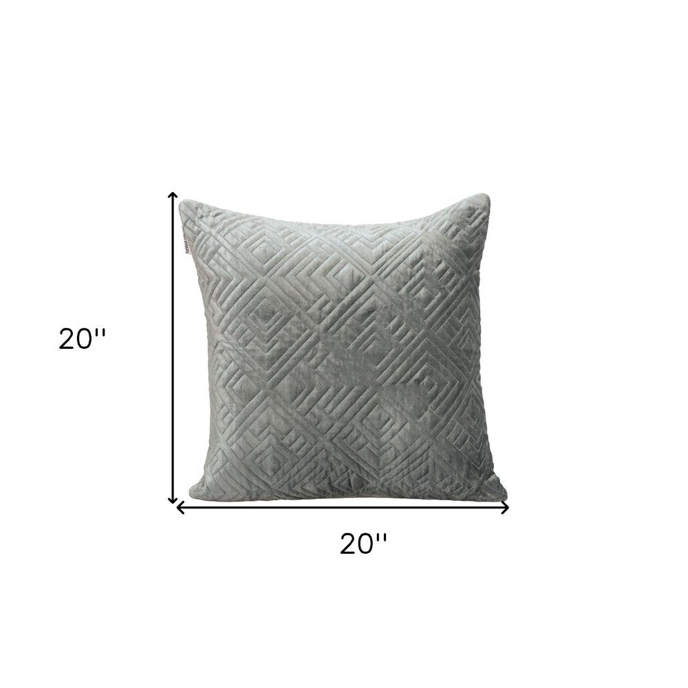20" Gray Cotton Blend Throw Pillow — view 3