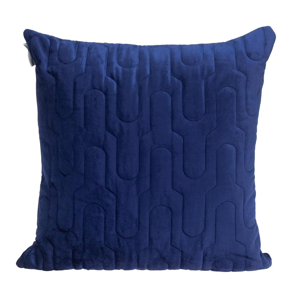 Geometric Lush Quilted Blue Throw Pillow — view 1
