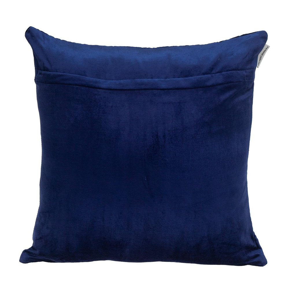 Geometric Lush Quilted Blue Throw Pillow — view 2