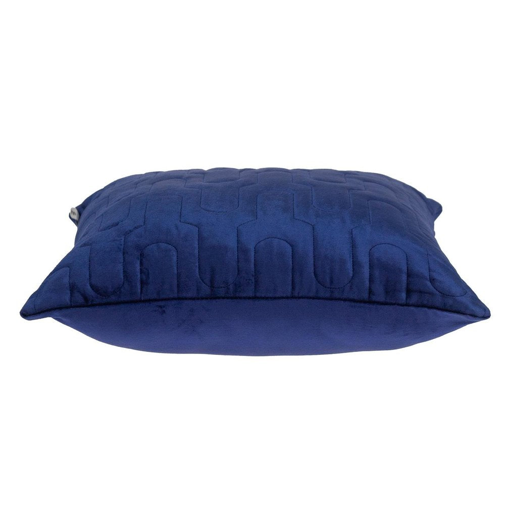 Geometric Lush Quilted Blue Throw Pillow — view 3
