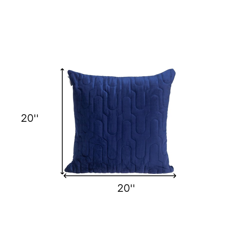 Geometric Lush Quilted Blue Throw Pillow — view 7