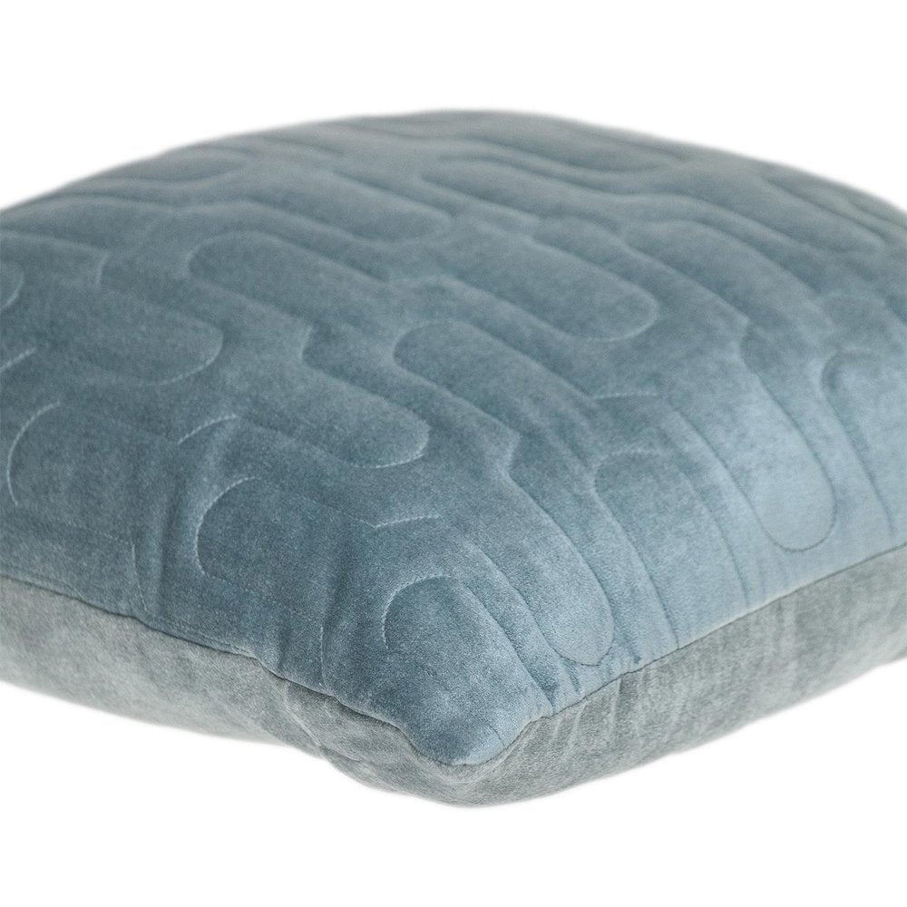 Geometric Lush Quilted Metallic Gray Throw Pillow — view 4