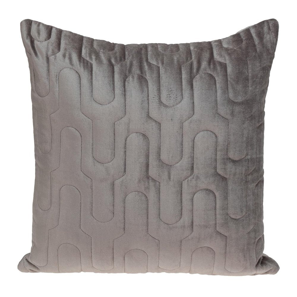 Geometric Lush Quilted Taupe Throw Pillow — view 1