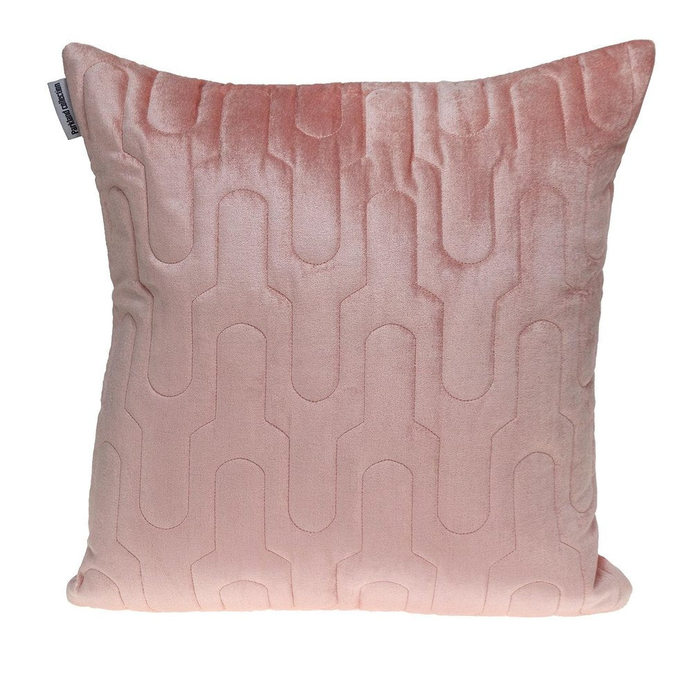 Geometric Lush Quilted Metallic Pink Throw Pillow — view 1