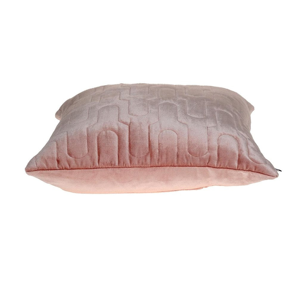 Geometric Lush Quilted Metallic Pink Throw Pillow — view 3