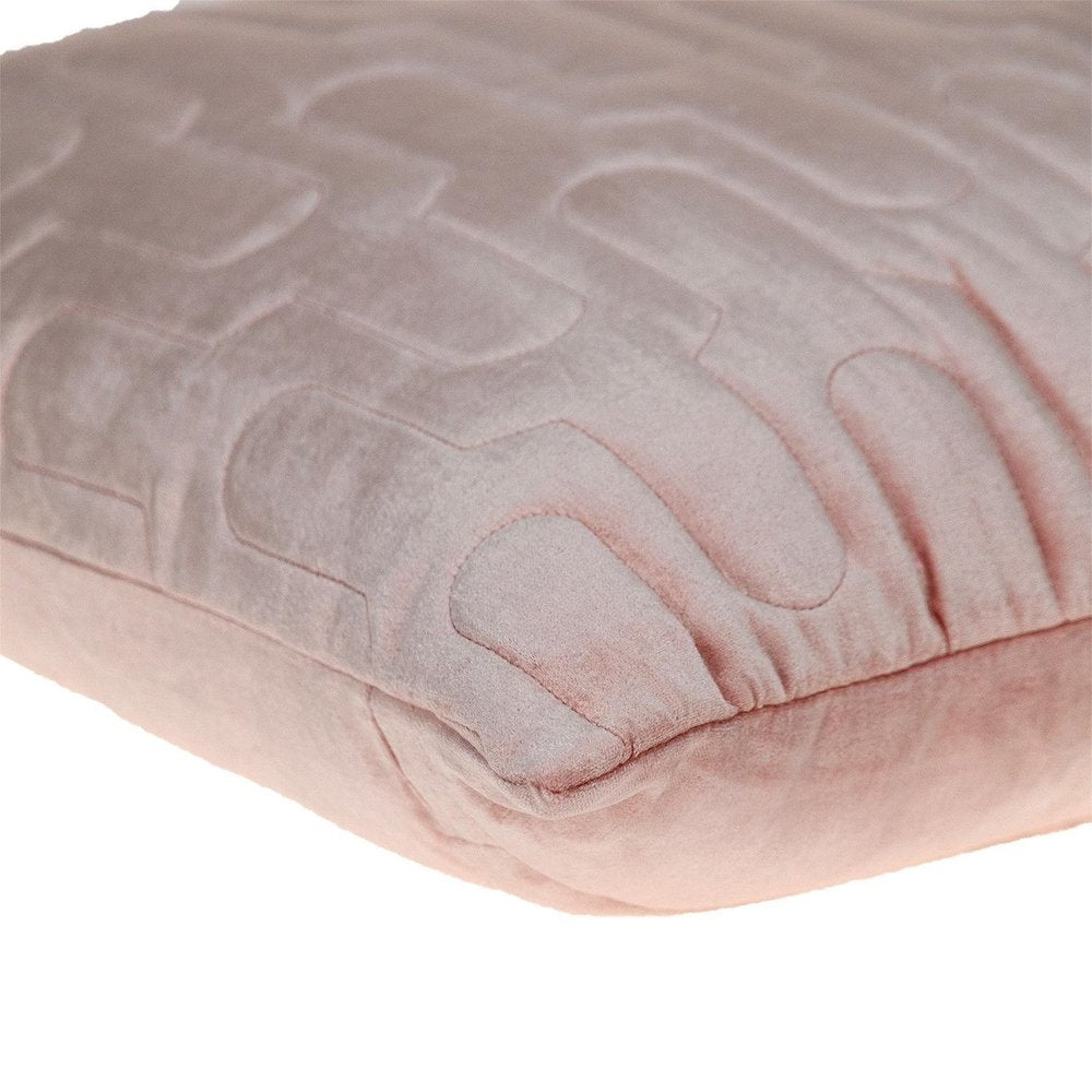Geometric Lush Quilted Metallic Pink Throw Pillow — view 4
