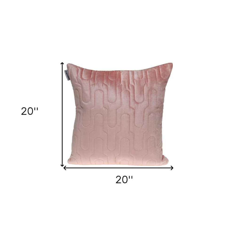 Geometric Lush Quilted Metallic Pink Throw Pillow — view 6
