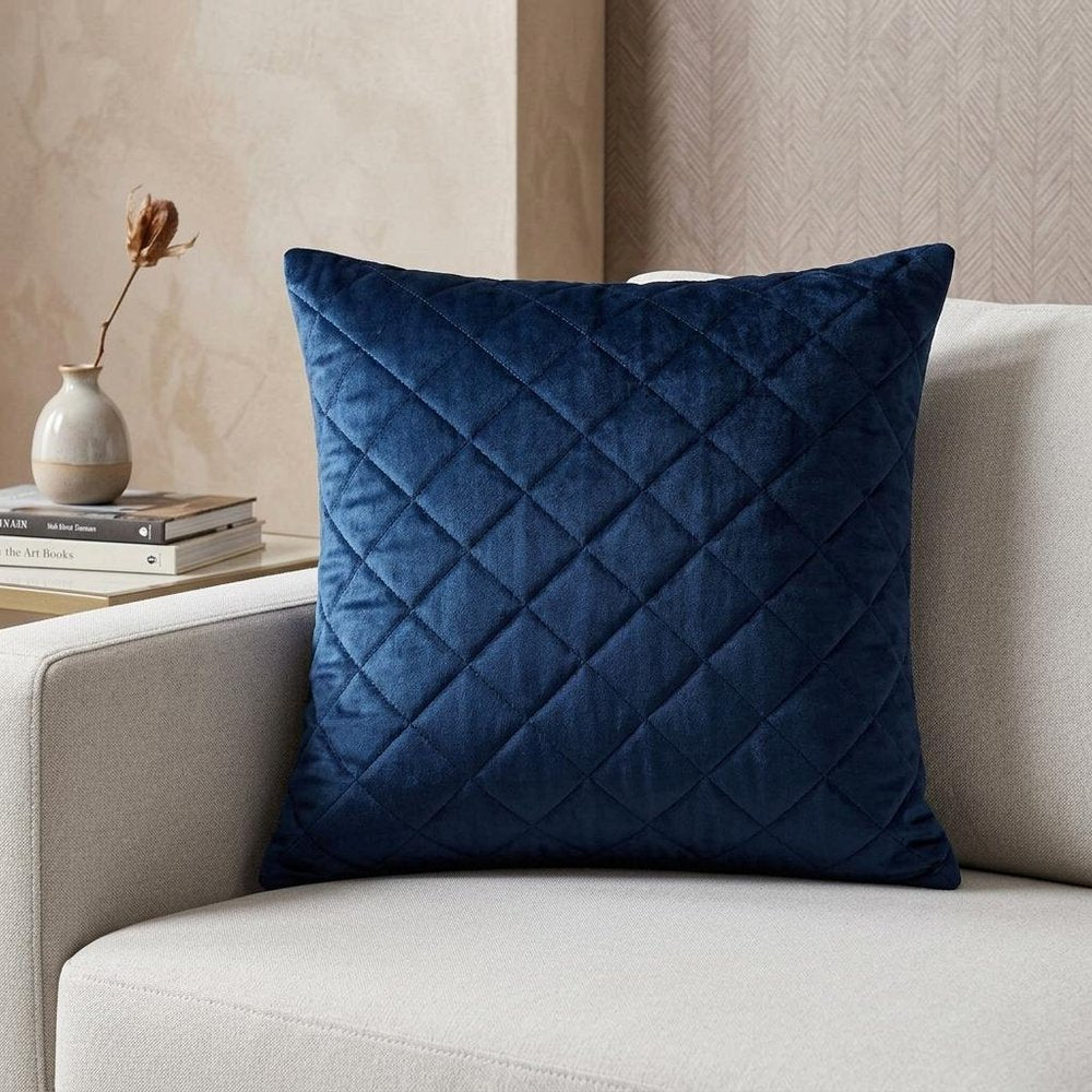 Tufted Diamond Navy Transitional Square Pillow — view 7