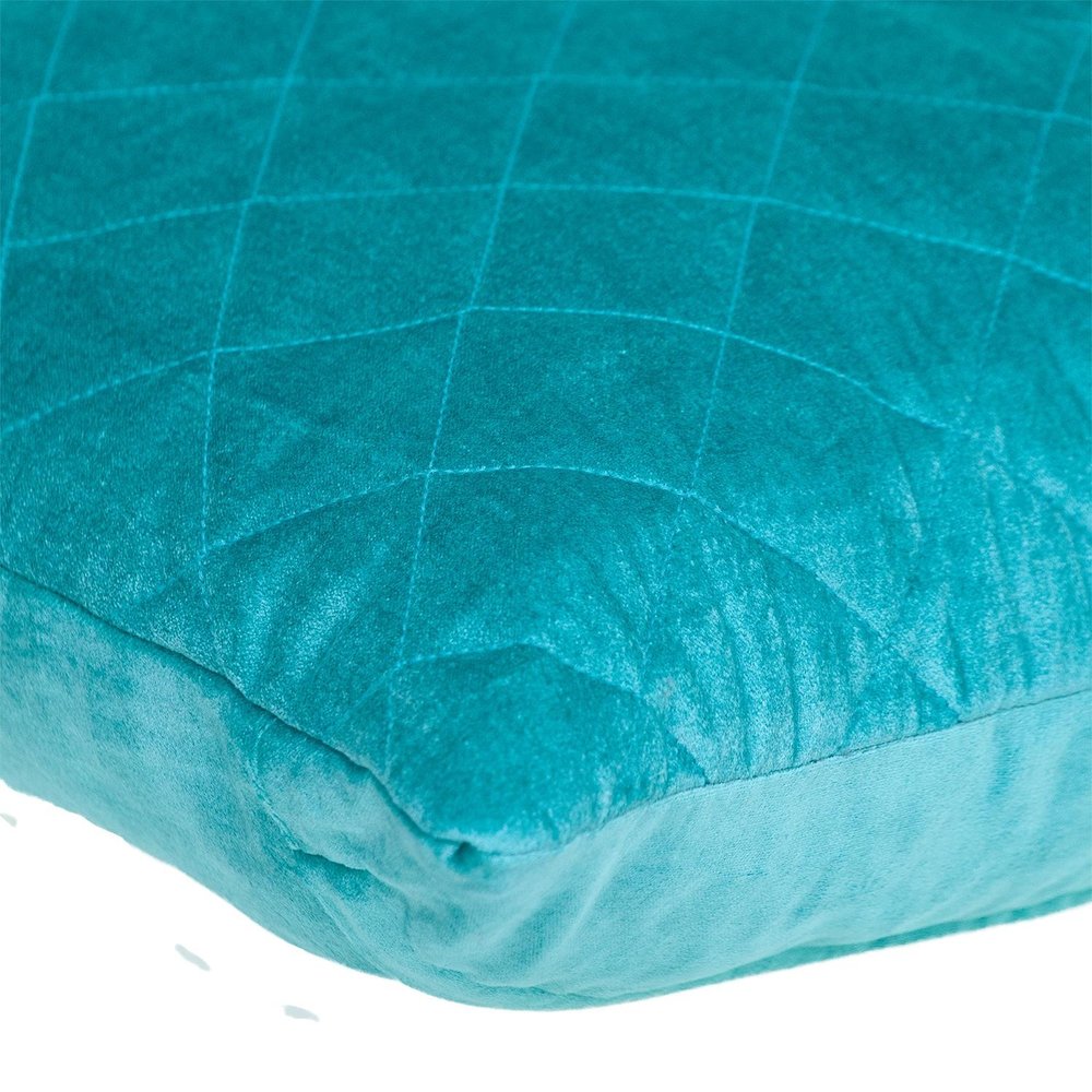 Tufted Diamond Aqua Transitional Square Pillow — view 4