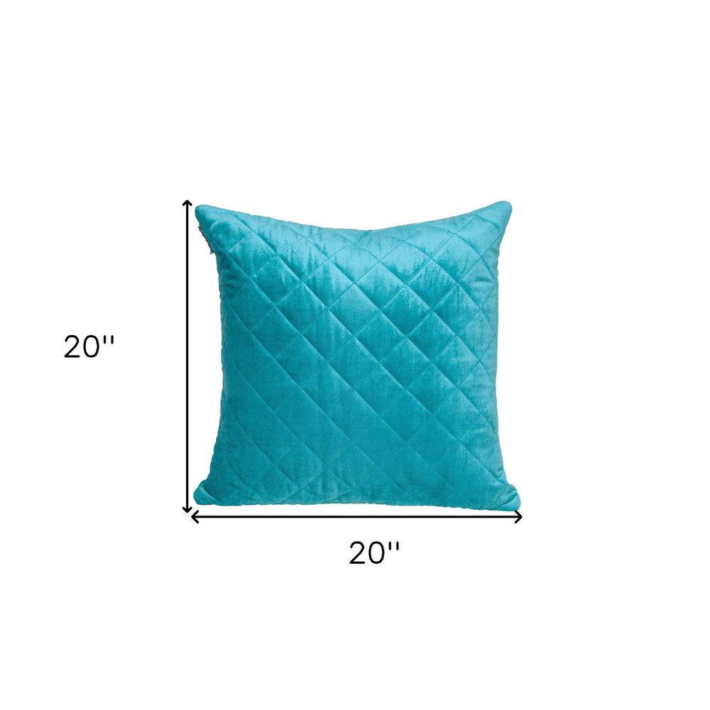 Tufted Diamond Aqua Transitional Square Pillow — view 6