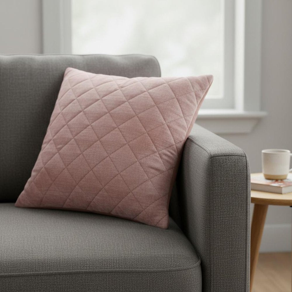 Tufted Diamond Pink Transitional Square Pillow — view 7
