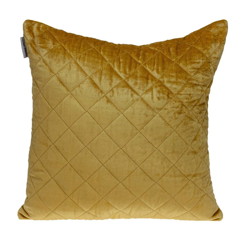 Tufted Diamond Yellow Ochre Transitional Square Pillow — view 1