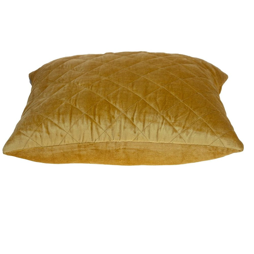 Tufted Diamond Yellow Ochre Transitional Square Pillow — view 3