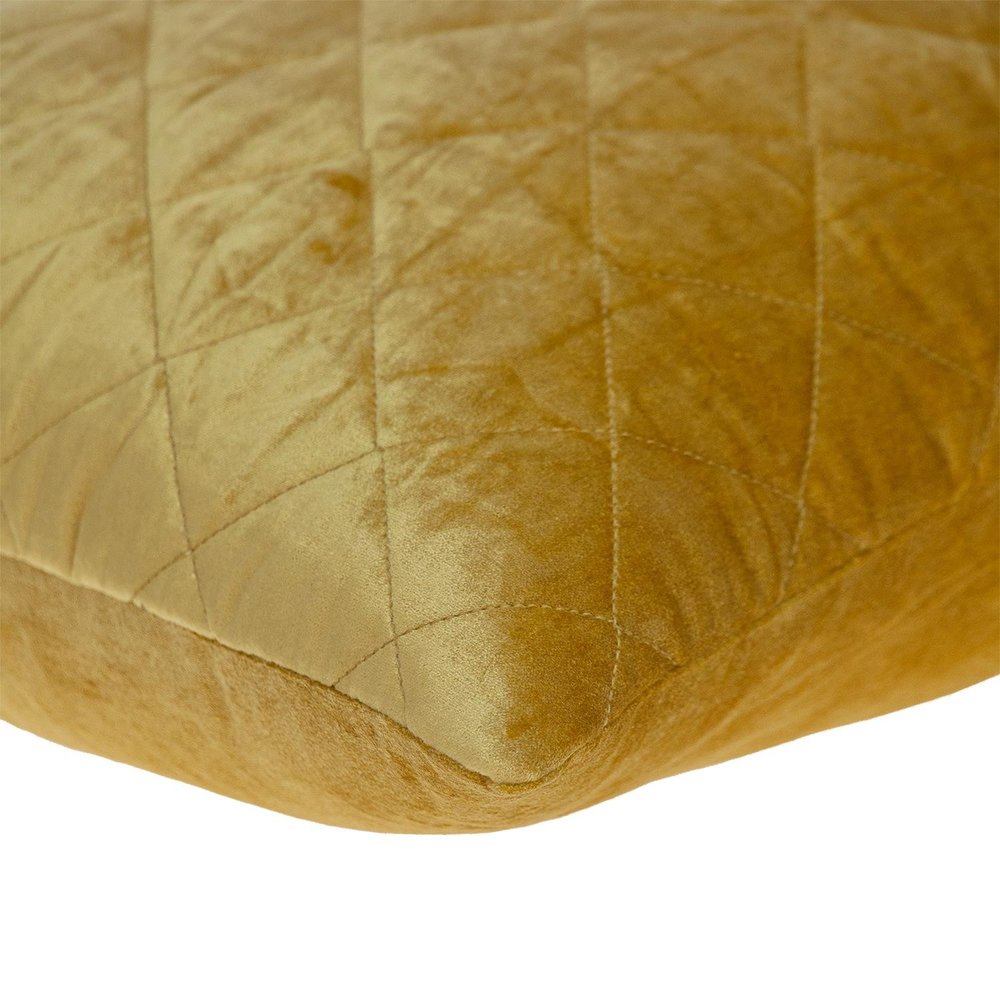 Tufted Diamond Yellow Ochre Transitional Square Pillow — view 4
