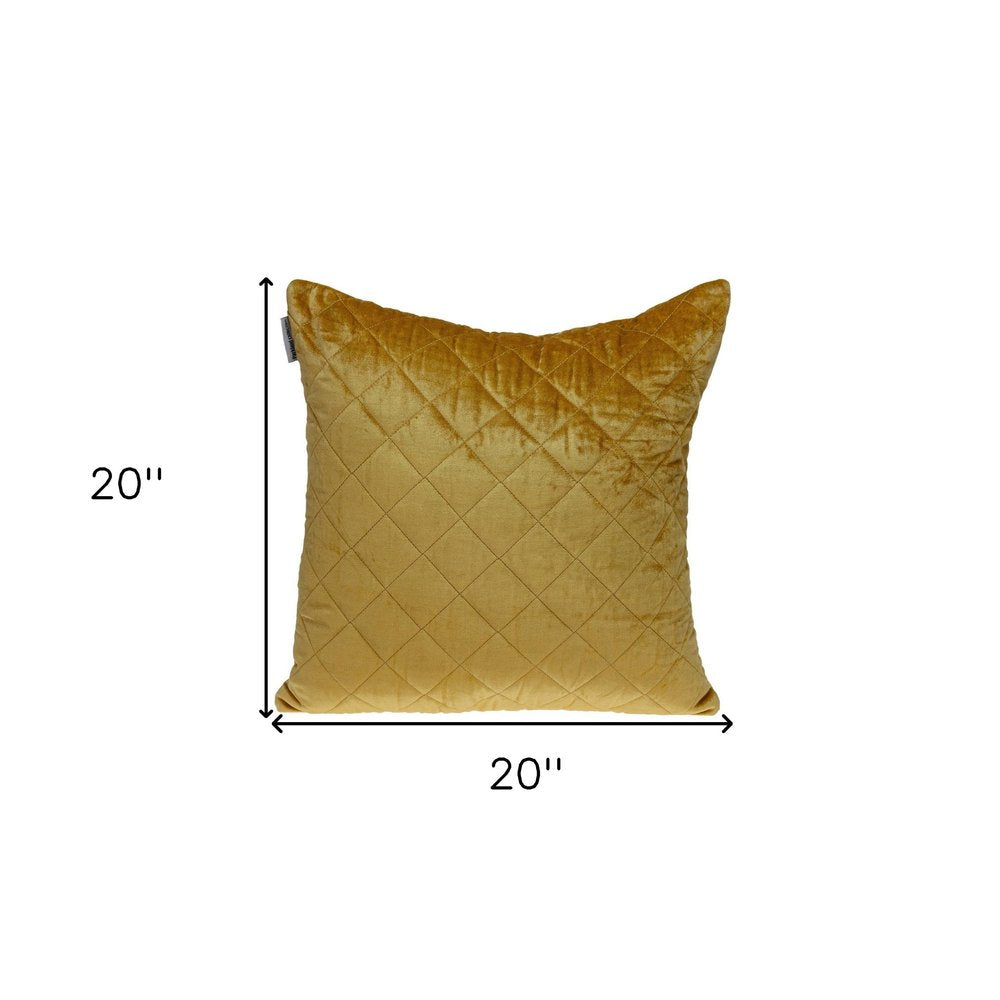 Tufted Diamond Yellow Ochre Transitional Square Pillow — view 8