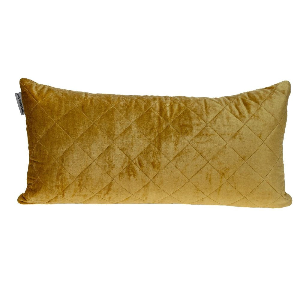 Tufted Diamond Yellow Ochre Transitional Lumbar Pillow — view 1