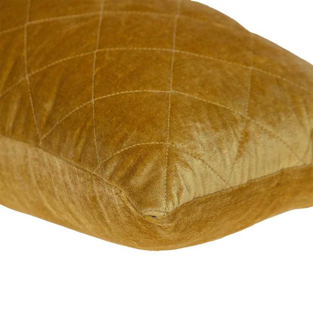 Tufted Diamond Yellow Ochre Transitional Lumbar Pillow — view 4
