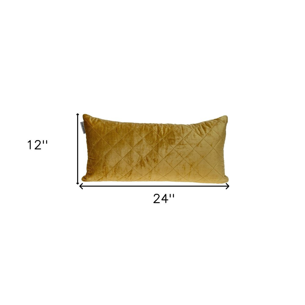Tufted Diamond Yellow Ochre Transitional Lumbar Pillow — view 8