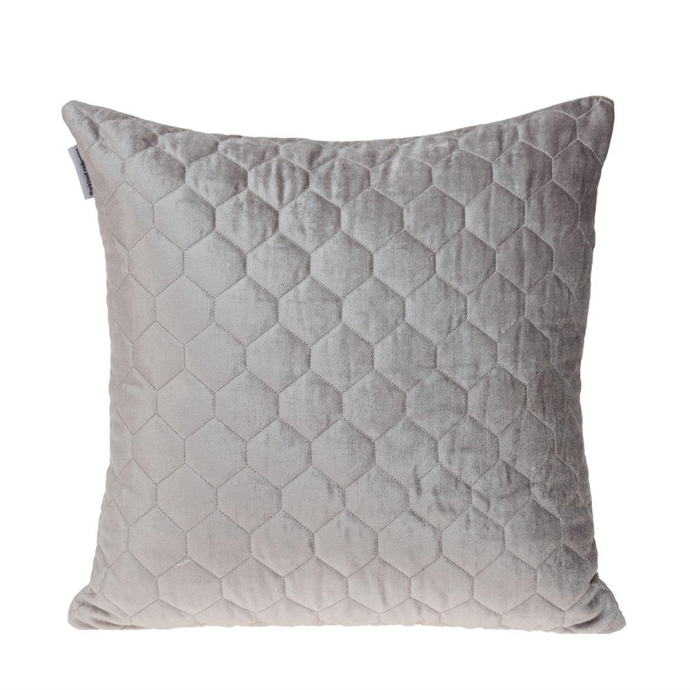 Taupe Tufted Velvet Quilted Throw Pillow — view 1