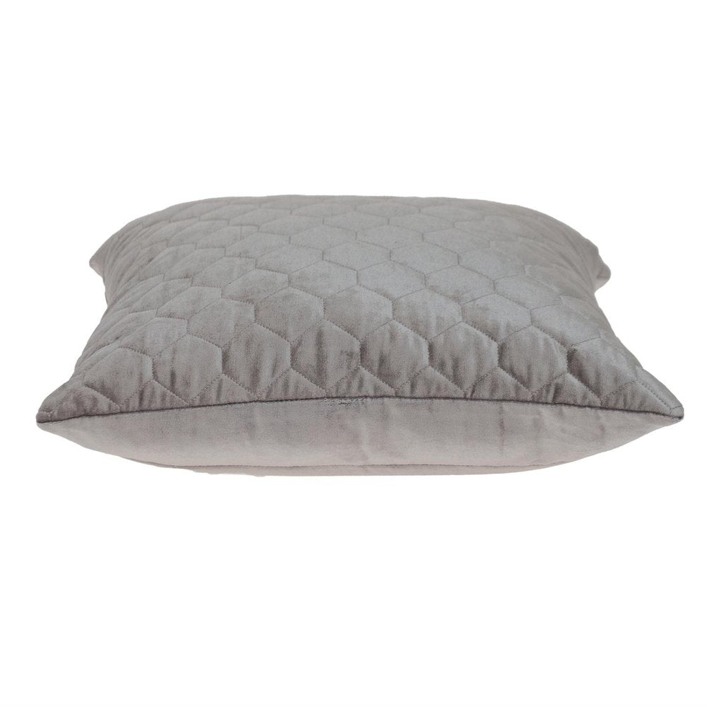 Taupe Tufted Velvet Quilted Throw Pillow — view 3