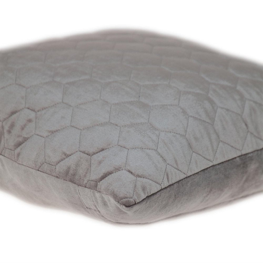 Taupe Tufted Velvet Quilted Throw Pillow — view 4