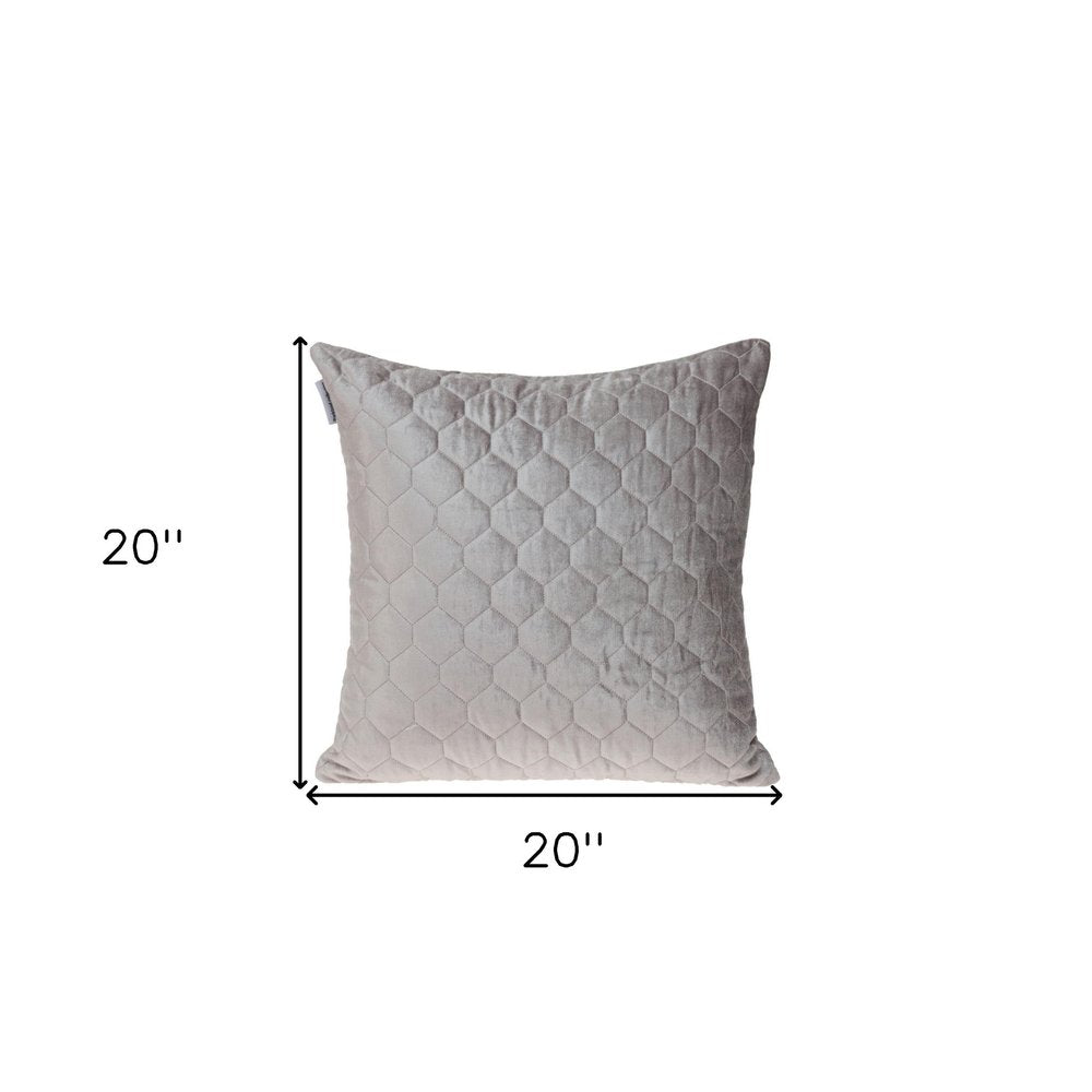 Taupe Tufted Velvet Quilted Throw Pillow — view 8
