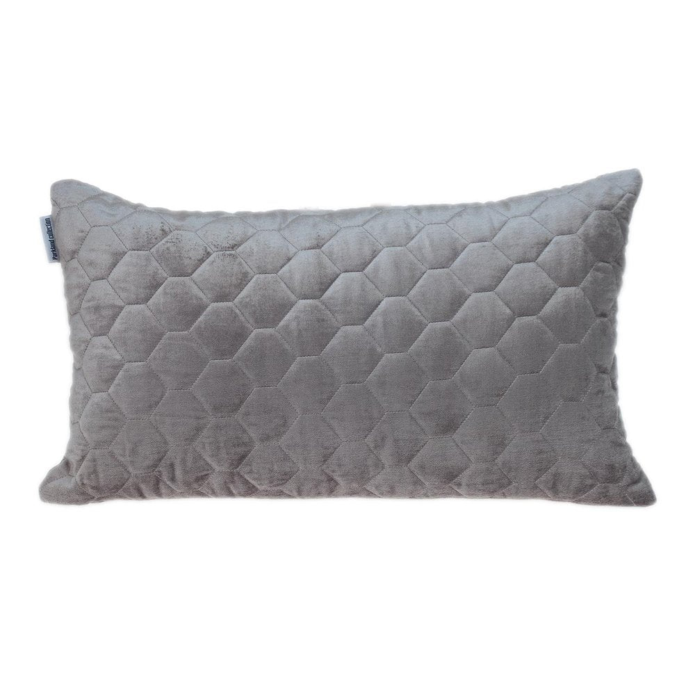 Taupe Tufted Velvet Quilted Lumbar Throw Pillow — view 1