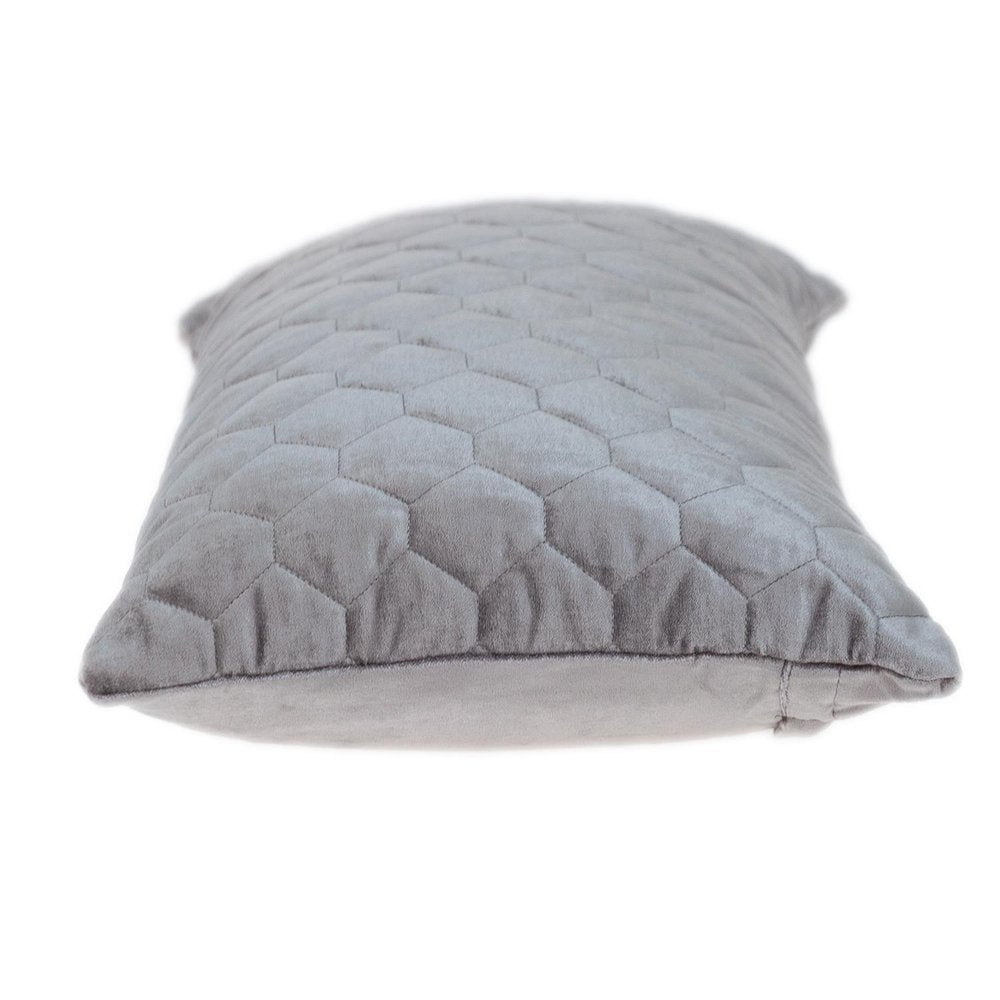 Taupe Tufted Velvet Quilted Lumbar Throw Pillow — view 3