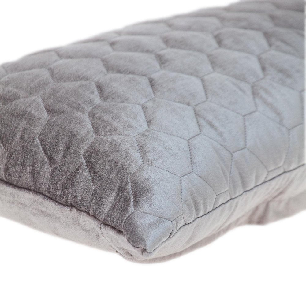 Taupe Tufted Velvet Quilted Lumbar Throw Pillow — view 4