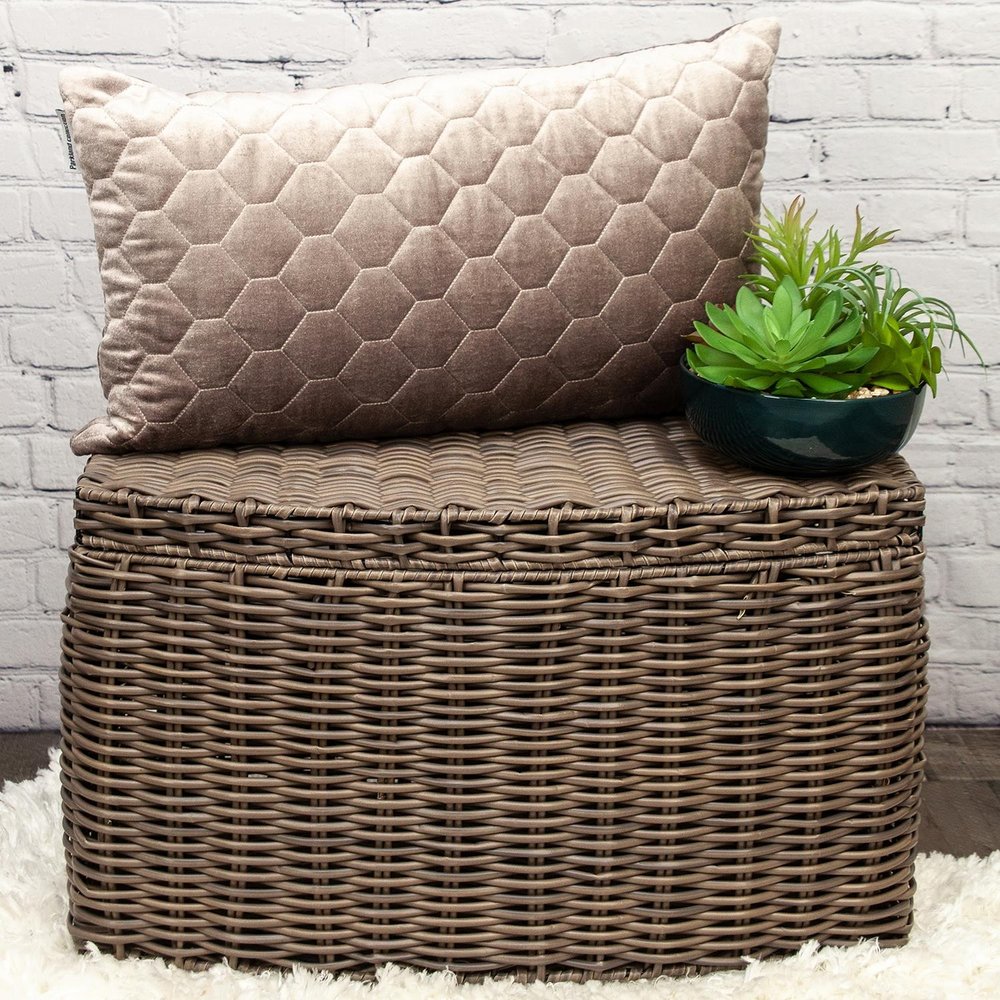 Taupe Tufted Velvet Quilted Lumbar Throw Pillow — view 6