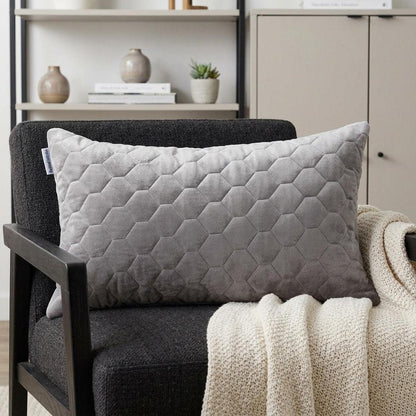 Taupe Tufted Velvet Quilted Lumbar Throw Pillow