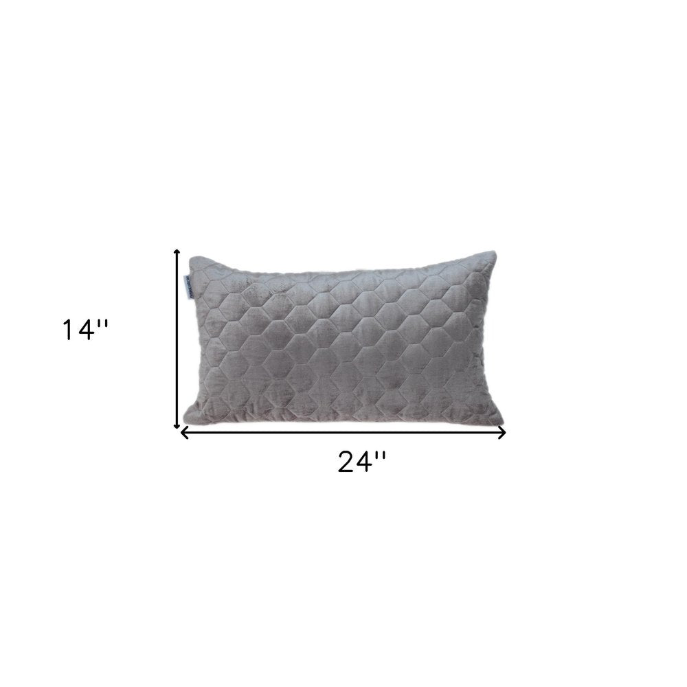 Taupe Tufted Velvet Quilted Lumbar Throw Pillow — view 8