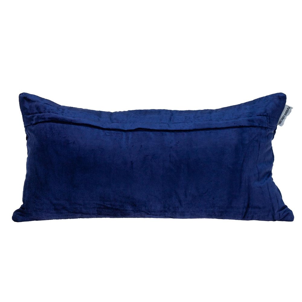 Blue Tufted Velvet Quilted Lumbar Throw Pillow — view 2