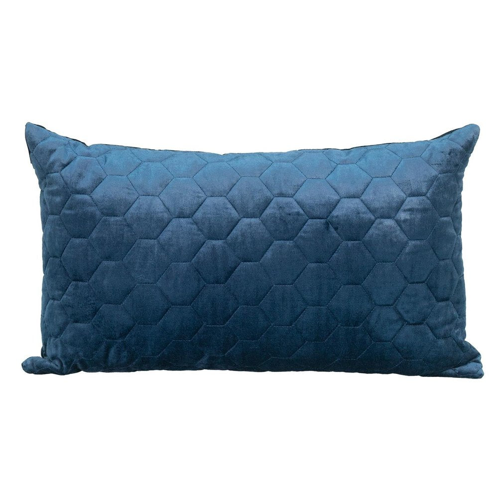 Navy Blue Tufted Velvet Quilted Lumbar Throw Pillow — view 1