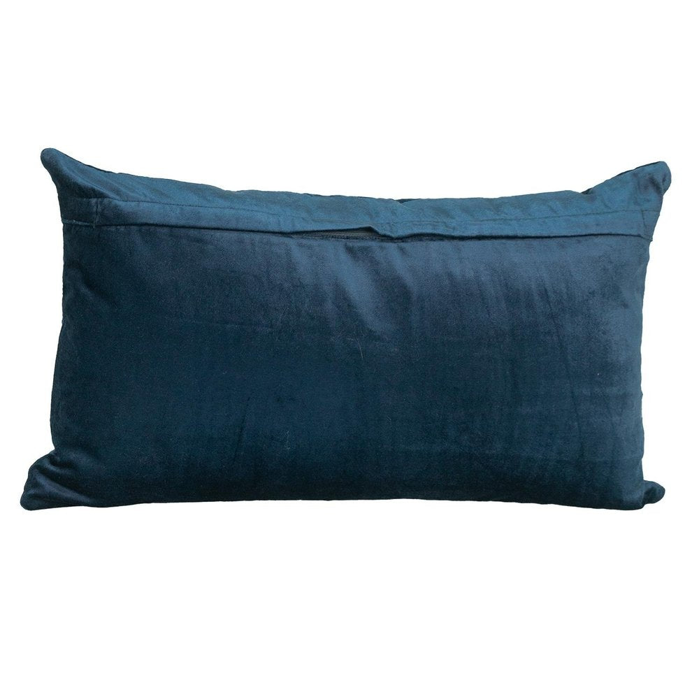 Navy Blue Tufted Velvet Quilted Lumbar Throw Pillow — view 2