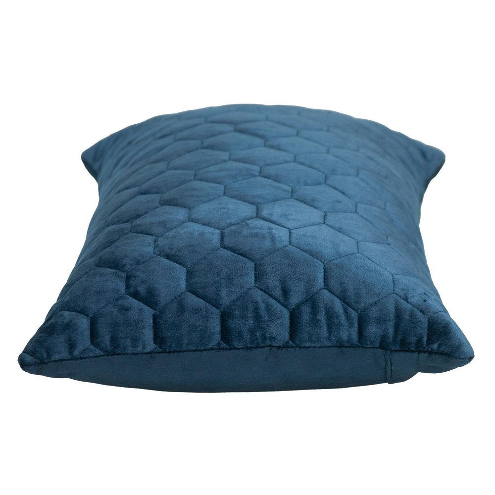 Navy Blue Tufted Velvet Quilted Lumbar Throw Pillow — view 3
